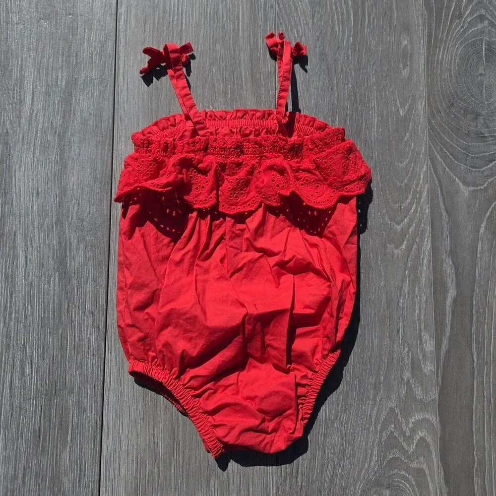 Carter's Red Eyelet Strap Baby One-Piece